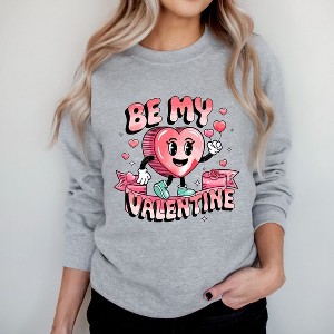 Simply Sage Market Women's Graphic Sweatshirt Be My Valentine Cartoon - 1 of 4