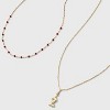 14K Gold Dipped Beaded Initial Necklace Set 2pc - A New Day™ Gold/Marron - 4 of 4