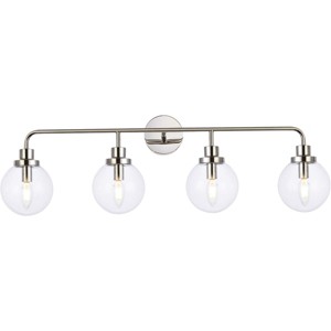 Elegant Lighting Hanson 4 lights bath sconce in polished nickel with clear shade - 1 of 4
