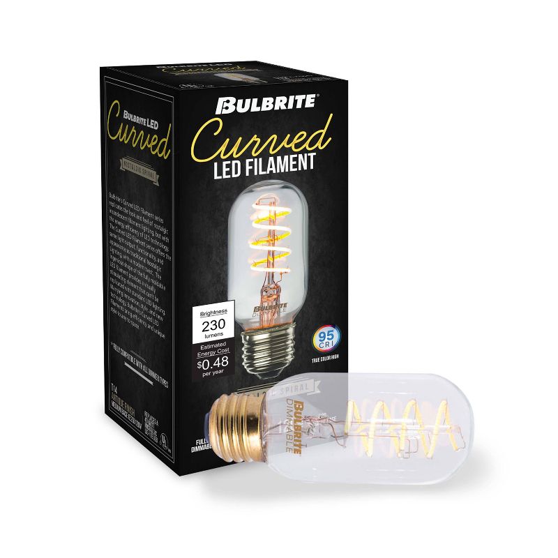 Bulbrite Set of 2 40W Equivalent T14 LED Dimmable Light Bulbs 2200K E26, 3 of 8