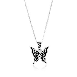 Bella Silver Sterling Silver, Oxidized Butterfly 18" Pendant Necklace - Silver - 1 of 2