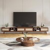 Wooakway Mid Century Modern 65" TV Stand with PE Rattan Doors Adjustable Shelf Entertainment Center for TVs up to 75" Living Room Apartment - 2 of 4