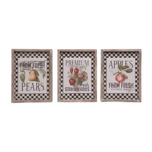 Transpac Wood Fruits Sign Decor Set of 3 Spring Home Decorations - 1 of 1