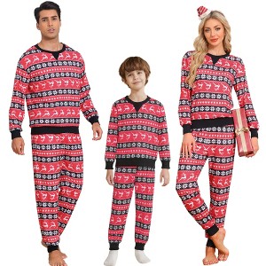 INSPIRE CHIC Women's Christmas Family Matching Pajama Set Long Sleeve Elk Snow Xmas Party Couples Sleepwear Lounge Set - 1 of 4