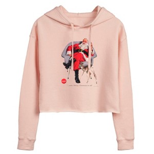 Women's - Coca-Cola - Sitting Santa Cropped Graphic Hoodie - 1 of 2