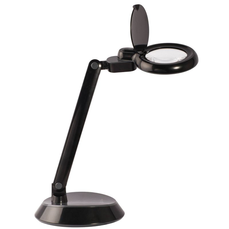 Space Saving Magnifier Desk Lamp (Includes LED Light Bulb) Black - OttLite, 1 of 8