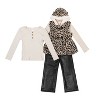 Little Lass Baby Girls 3 Piece Faux Fur Vest & Coordinated Outfit, Black - 2 of 4