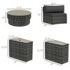 8 Piece Patio Furniture Set with 4 Rattan Sofa Chairs & 4 Tables with Storage & Umbrella Hole - 3 of 4