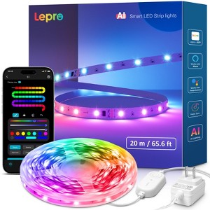 Lepro S1 AI Smart LED Strip Lights with IC and Rainbow Chasing Effects, Color Segment DIY, AI Music Sync, 2.4G Wi-Fi & Bluetooth RGB Lights - 1 of 4