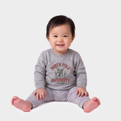 North Pole University Reindeer Stars - Infant Crew Fleece Sweatshirt ...