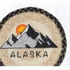 Earth Rugs Alaska Round Coaster – 7" Jute Braided Mat Featuring Moose, Bear & Mountain Silhouette in Rustic Forest Scene - 2 of 3