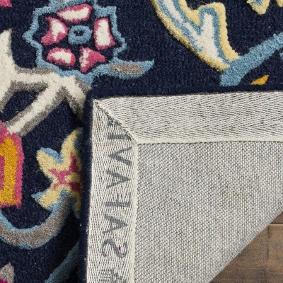 Navy Blue Multi Wool Tufted Rectangular Area Rug, 5' x 8'