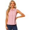 Allegra K Women's Casual Sleeveless Button Down Peter Pan Collar Chambray Shirt - 4 of 4