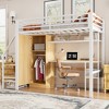 TIRAMISUBEST Twin Size Metal Loft Bed with Desk, Storage Bed Frame with Shelf, Wardrobe and Storage Staircase - 3 of 4