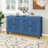 Storage Cabinet, Sideboard With Metal Pull Ring Handles, Adjustable Shelf, 4 Doors Kitchen Pantry Cabinets - 2 of 4