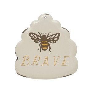 Storied Home Enameled Metal Wall Décor with Bee "Brave" - 1 of 3
