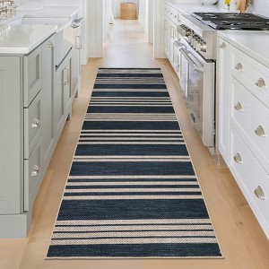 Modern Easy Jute Rug Machine Washable Striped Print Indoor Outdoor Carpet - 1 of 4