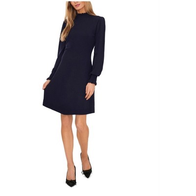 CeCe Womens Smocked Mock Neck Sweater Dress