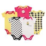Luvable Friends Baby Girl Cotton Bodysuits 5pk, Bee