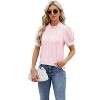 Womens Puff Short Sleeve Summer Blouse Ruffle Mock Neck Dressy Shirts Elegant Eyelet Tops - 4 of 4