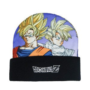 Dragon Ball Z Beanie Super Saiyan Goku Gohan Sublimation Fleece Knit Cuffed Hat Multicolored - 1 of 4