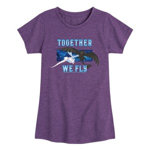 Girls' - How to Train Your Dragon - Together We Fly Fitted Short Sleeve Graphic T-Shirt - 1 of 4