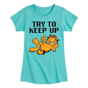 Girls' - Garfield - Try To Keep Up Fitted Short Sleeve Graphic T-Shirt - 1 of 4