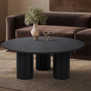 40"Drum Coffee Table Wood Coffee Table,Round Coffee Table,Cocktail Table,Center Table For Living Room,Coffee Table And End Tables-Cuddlewood - 1 of 4