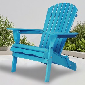 KTMBDW Folding Adirondack Chair Set of 2, Outdoor Wooden Accent Furniture Fire Pit Lounge Chairs for Yard, Garden, Patio,350lb Weight Capacity - 1 of 4