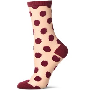 Memoi Women's Polka Dot Sheer Crew Socks - 1 of 4