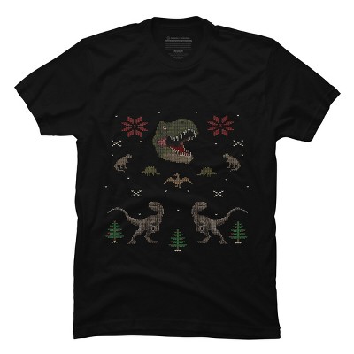 Men's Design By Humans Ugly Dino Christmas Sweater By AnotheHero T-Shirt