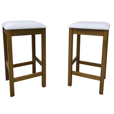 Carolina Living Bianca Upholstered Barstool - Set of 2 - Rustic - Brown Upholstery