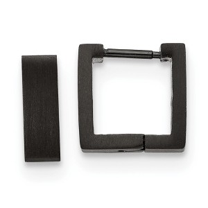 Chisel Stainless Steel Brushed Black IP-plated 4mm Square Hoop Earrings - 1 of 4