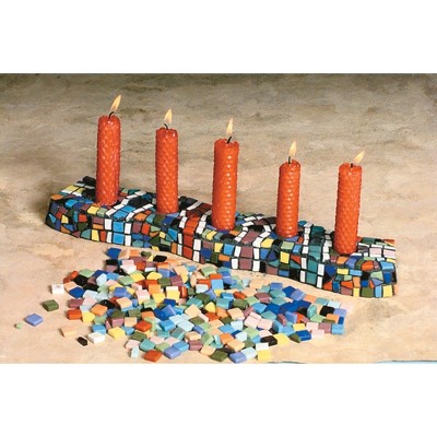 Jennifer's Mosaics Square Glass Mosaic Tiles, 3/8 Inch, Assorted Colors, 3 Pounds