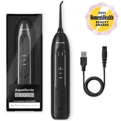 AquaSonic Icon Electric Water Flosser - Rechargeable, Included Jet Tip, Charging Cord, Home & Travel Use