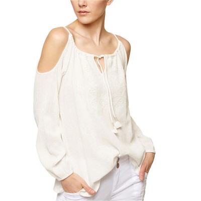 Sanctuary Clothing Womens Solid Cold Shoulder Blouse