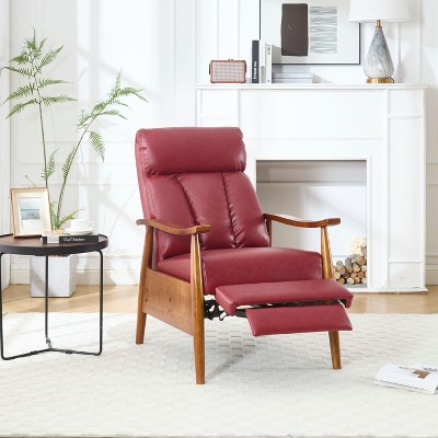 CAVINAS Modern Recliner Accent Chair,Adjustable  Lounge Chair with Footrest,Solid Wood Frame Armchair for Living Room,Home Theater