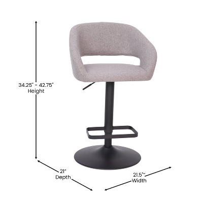 Gray Vinyl Adjustable Swivel Barstool with Black Metal Base