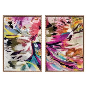 Kate & Laurel All Things Decor (Set of 2) 23"x33" Sylvie Beaded Amaze Left and Right Framed Canvas Art Set by Inkheart Designs Set Gold - 1 of 4