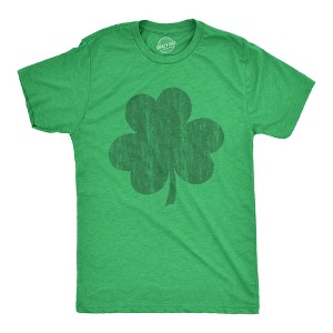 Mens Distressed Clover T Shirt Cool St Patricks Day Vintage Shamrock Awesome Graphic Tee - Crazy Dog Men's T Shirt - 1 of 4