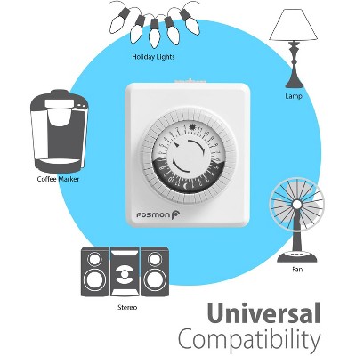 White Mechanical Programmable Dual Outlet Timer