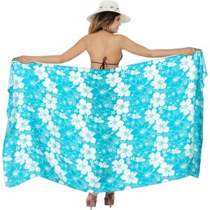 HAPPY BAY Women's Summer Bikini Wraps Beach Wrap Cover up Sarong Skirt Bathing suit Swimsuit Cover Ups for Swimwear Women One Size Blue, Floral - 1 of 4
