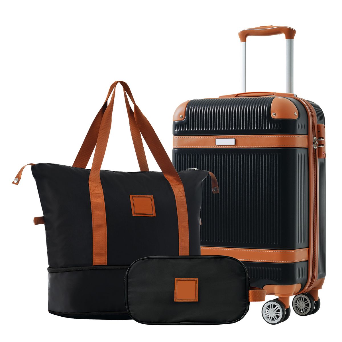 Polibi Luggage Set 3-Piece with 20 Inch Carry-On Suitcase, Expandable Duffel Bag and Toiletry Bag