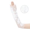 INSPIRE CHIC Women's Lace Floral Pearl Bowknot Polka Point Arm Fingerness Length Sleeves for Elegant Bridge Wedding Gloves 1 Pair - 3 of 4