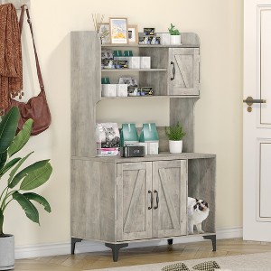 Garvee Cat Litter Box Enclosure with Shelves & Doors, Hidden Litter Box Furniture, Indoor Cat House Furniture for Most of Litter Box - 1 of 4