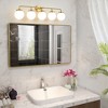 POWLIG 38.98-in 5-Light Gold Bathroom Light Fixtures Over Mirror Vanity Lighting with Milk White Glass Globe Shades - 3 of 4