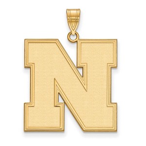 Black Bow Jewelry 14k Yellow Gold Plated Sterling Silver Nebraska Cornhuskers NCAA Extra Large Pendant - 1 of 3