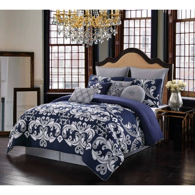 Dolce Comforter Set Navy/Silver - Style 212