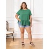 Women's Plus Size Summer Casual Short Sleeve Crew Neck Loose Fit Flowy Babydoll Blouses - GRACE & GRANDEUR - 2 of 4
