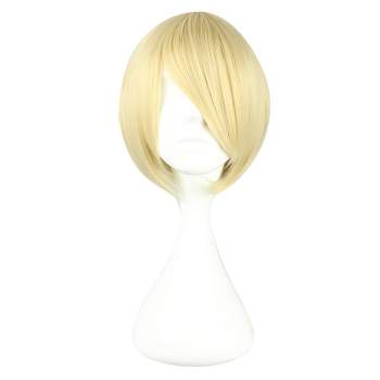 Unique Bargains Women's Bob Wigs 12" Gold Tone with Wig Cap Straight Hair